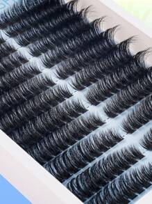 216 件睫毛延长套装 - 蓬松水貂毛睫毛套装，天然浓密睫毛，带睫毛胶和镊子，80D 睫毛簇 8-16 毫米混合，蓬松单根睫毛延长套装，猫眼睫毛 - 黑色 - 查看 8