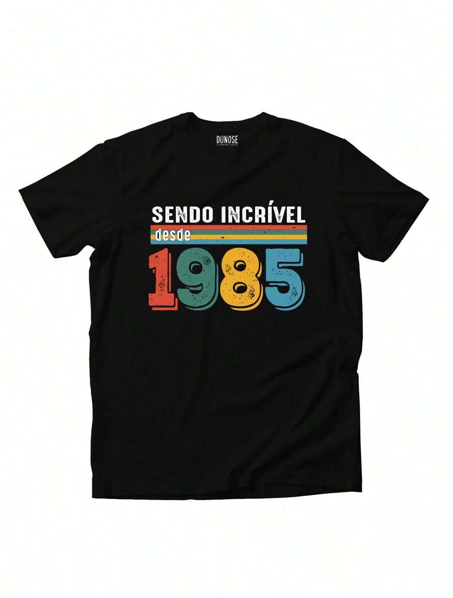 Men's Cotton T-Shirt Being Awesome Since 1984 - 黑色 - 查看 1