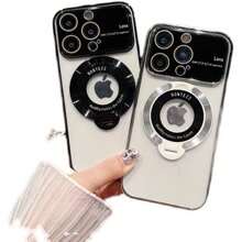 电镀手机壳透明大窗口磁性支架镜头全包手机保护壳PC材质适用于IPhone14 IPhone14PRO IPhone14PROMAX 适合家人、朋友、孩子、生日、春季、节日、男朋友、女朋友、情人节的礼物