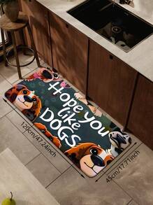 1 pieza Alfombra decorativa para el hogar con patrón de perrito, estilo de invierno de gran , para sala de estar, comedor, sofá, silla, cocina, dormitorio, antideslizante, fácil de limpiar, suave y cómoda