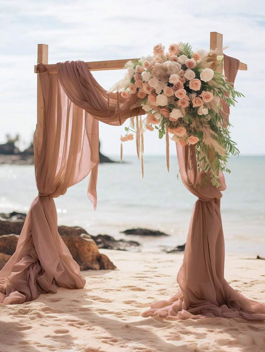 1 件 75*300/600 厘米香槟色薄纱窗帘，适用于婚礼、生日派对、迎婴派对、婚礼派对装饰、新娘送礼会、婚礼仪式、婚宴、家居背景、多功能婚礼拱门、楼梯、椅子装饰、情人节礼物、婚礼回礼