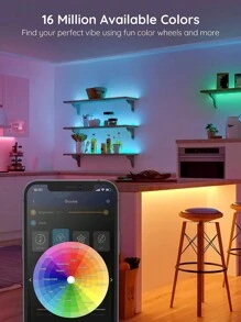 1pc Smart LED Light Strip, Bluetooth 44-Key Remote Control, Dimmable, APP Control, Suitable For Decoration In Gaming Room, Kitchen, Bedroom, Corridor, Office, Hotel, Party, Restaurant And Outdoor Gifts Birthday Graduation - Colored Light - View 3