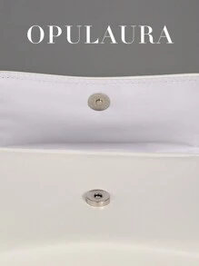 Túi xách thời trang OpulAura cho nữ lấp lánh nắp gập dự tiệc buổi tối. Túi dạ hội lấp lánh sang trọng cho trang phục trang trọng, thích hợp cho vũ hội, đám cưới, tiệc tùng, cocktail, sinh nhật và có thể dùng làm quà tặng sinh nhật, ví cầm tay cô dâu - trắng - Xem 7