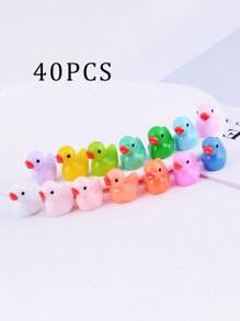 Set de 20 piezas de patitos que brillan en la oscuridad, mini patitos, juguetes de pato de colores aleatorios, figuras miniatura de resina luminosa para manualidades, regalos adorables y coleccionables, detalles para fiestas y relleno de bolsas de recuerdos, ideal para regalos de Pascua - Multicolor - Ver 15