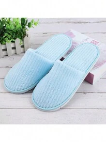 3 Pares de Pantuflas de Felpa de Coral a Rayas - Pantuflas Cálidas Unisex Para el Hogar, Spa, Hotel, Viaje, Boda, Salón - Suaves, Antideslizantes y Sin Fragancia