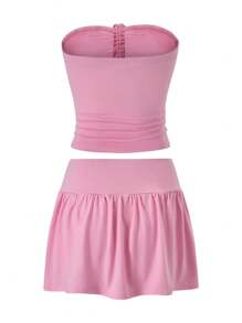 Set de 2 piezas de ropa deportiva cómoda y sexy para mujer, apta para yoga al aire libre, adecuada para temporada de graduación y Día de la Independencia - Rosa - Ver 9