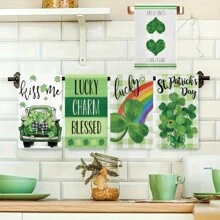 Set de 5 paños de cocina con tema de San Patricio, superabsorbentes y de secado rápido, para verano y festividades