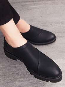 Men's Casual Formal Pointed Toe Leather Shoes - Black - View 5