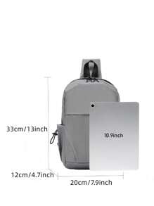 Bolsa de pecho de bolsillo doble versátil de unicolor, moda casual unisex adecuada para salidas diarias - Gris - Ver 5