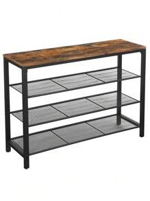 VASAGLE Shoe Rack, Shoe Rack, Shoe Organizer, Storage, 100 X 30 X 72 Cm, For Entryway, Living Room, Bedroom, Simple Structure, Industrial Style, Rustic Brown And Black - 棕色 - 查看 4