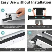 2PCS Telescopic Wheelchair Ramps 5FT Gardhom Portable Adjustable Ramps For Mobility Scooters 272KG Loading Capacity For Home Front Door Stair Steps - Telescopic5FT(83.5-152CM) - View 5
