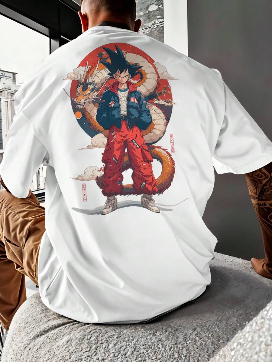 ANIME PIECE Shirt Oversized T-Shirt Streetwear Goku Vedita Skate Anime REF 7061 FLUXOGEEK - 白色 - 查看 1