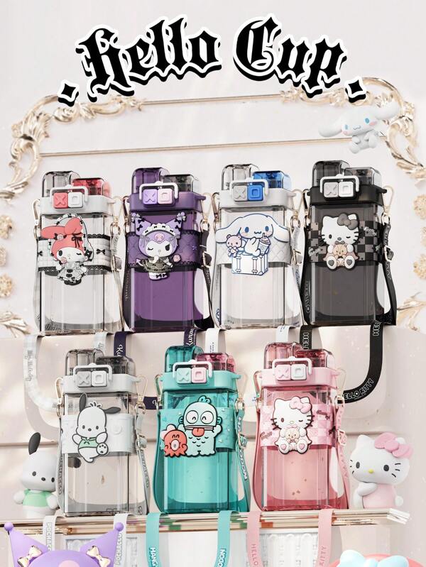 Sanrio Bottiglia per acqua Sanrio (520ml) doppia, senza BPA, resistente alle alte temperature, in nuovo materiale Tritan, adatto per sport, ufficio, campeggio, per fidanzata, compleanno, bambini, Natale