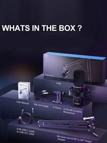 Aveek XLR/USB Dynamic Microphone Kit, PC Microphone For Streaming, Podcasting, Gaming, RGB, Mute And Noise Cancelling Function, Volume Control, Headphone Jack - màu đen - Xem 8