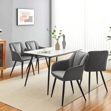 TUKAILAi Dining Room Chairs Set Of 2 Made Of Velvet, Kitchen Chair Upholstered Chair Armchair With Armrests, Backrests, Soft Seat Cushions, Metal Legs, Modern Armchair For Kitchen, Dining Room, Living Room - 灰色 - 查看 2