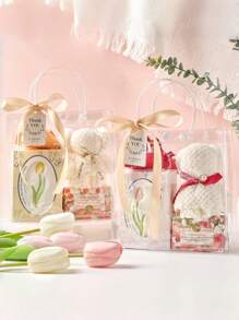 10/20pcs Clear Gift Bags With Handles, Waterproof Clear Gift Bags, Small Clear Goodie Bags, Clear Favor Bags, Fall Gift Wrap Tote Bags, For Wedding Birthday Party Favor, Halloween Christmas Party Supplies, 5.9" * 6.3" * 2.8" - Clear - View 4