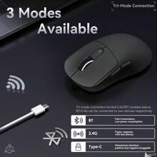 ATTACK SHARK X3 Pro 4K/8K Hz Mouse 59g SUPERLIGHT PixArt PAW3395 Gaming Sensor BT/2.4G Wireless/Wired Gaming Mouse 6 Adjustable DPI Up To 26000 200 Hrs Battery For Win11//PS/Black - B-黑色-X3PRO4/8K - 查看 4