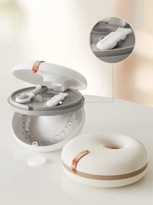 1pc Donut-Shaped Retainer Storage Box, Invisible Retainer Teeth Correction Retainer Storage Box, Portable Denture Storage Box, Storage Bins For Home Organization , Double Layer Dentals Case, Round Brace Box, Retainer Case, Invisible Brace Storage Box, Mouth Guard Case For Travel. - Multicolor - View 11