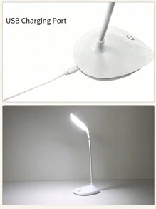 Foldable Charging Learning Bedside USB Desk Lamp, Touch Dimmable Eye-Friendly Computer Desk Lamp, Dormitory Reading Desk Lamp, Bedroom Nightstand Table Lamp, White Light - White - View 8
