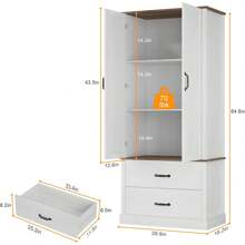 IDEALHOUSE Kitchen Pantry Cabinet With Doors And Shelves, Freestanding Tall Kitchen Cabinet With Microwave Stand, Hutch Cabinet For Kitchen, Living Room, Bathroom, White - 灰色 - 查看 9
