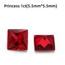 One 100% Lab Grown Ruby Princess Cut Gemstone For Charms Advanced Jewelry Making Materials DIY - Red - View 13