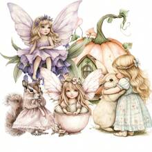 JAI IMAN 74-93 张贴纸套装林地仙女和动物主题，带有树木、兔子、花卉、花园仙女图案，适用于节日装饰、剪贴簿、礼物、瓶子装饰、贺卡、明信片装饰、相册装饰。