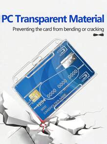2pcs Minimalist Solid Color Transparent Lanyard ID Card Holders With Clips, Suitable For Work ID, Student ID, Teacher ID, Key Cards, Driving Licenses, For School, Home And Office Use - Multicolor - View 7