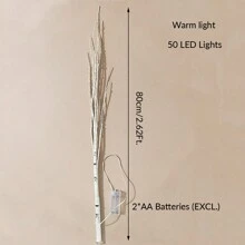 1pc 50 LED Copper Wire Birch Branch Lights, Fake Tree Branch Lights, Creative Tree Branch Decoration Suitable For House, Bedroom, Fireplace, Indoor Decor, Desk Decor, Decorative Lights, Christmas Decoration, Battery Powered, Batteries Not Included