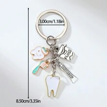 1pc Zinc Alloy Toothbrush & Toothpaste Keychain, Dental Assistant Gift, Dental Care Keyring, Tooth Protection Small Gift Car Accessories Bag Charm School Cartoon Cute Goth Y2k - Multicolor - View 5