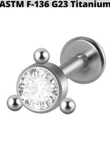 1PC G23 Titanium 16G Opal Labret Lip Labret Ring Internal Threaded Purple Opal Cz Cluster Ear Cartilage Tragus Helix Flat Daith Piercing Body Jewelry - As Shown - View 9