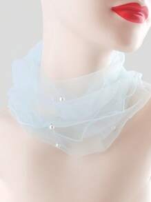 1pc Faux Pearl Decor Multi-Functional Neck Scarf (Faux Pearl Placement Is Random) Valentines
