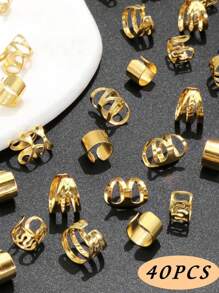 40 pezzi di gioielli per capelli per trecce, fascette per capelli in oro, anelli multistile, perle per capelli regolabili per trecce, dread e accessori per capelli per donne e ragazze