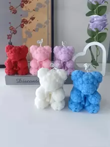 1 件全新情人节 3D 玫瑰花蝴蝶结熊形创意礼物、DIY 节日装饰饰品工艺品、可爱动物香薰蜡烛硅胶模具 - 白色 - 查看 5