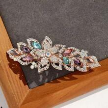 1pc Floral Hairpin With Springs, Rhinestone Elegant Vintage Inspired Hair Clip, Romantic Half-Up Hair Accessory For Women, Suitable For Everyday And Special Occasions Home Bathroom Decor