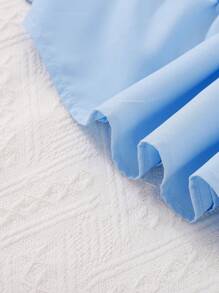 2pcs Young Girls' Solid Color Vacation Ruffled Strap Cake Dress, Summer 2025 - Blue - View 6