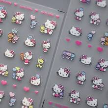 Sanrio Nuovi adesivi per unghie a forma di gattino carino, decalcomanie piatte per arte di unghie, adatte per tazze, telefoni, forniture scolastiche, back to school