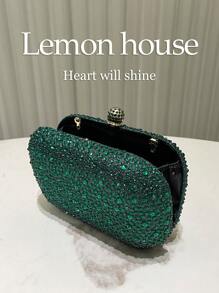 1 件优雅绿色水钻装饰迷你手拿包,配有可拆卸金属链带,适合正式活动、婚礼、派对,是送给女性的一份绝佳礼物,非常适合派对婚礼舞会晚宴/宴会,搭配节日派对礼服晚礼服和亮片礼服,与女士派对礼服完美搭配,必备婚礼物品,完美搭配毕业礼服、舞会礼服 - 墨綠色 - 查看 6