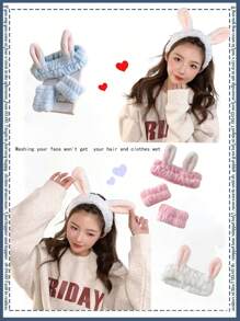 Juego de 6/4/1 diadema de felpa coral impermeable, juego de diadema y muñequera, juego de diadema y muñequera para el cuidado de la piel y spa, herramientas antideslizantes para el lavado y el cuidado de la piel de las mujeres, diadema suave de ducha para el lavado del rostro, herramientas de belleza, diadema de toalla, ducha, maquillaje, entrenamiento, spa, elegante y elegante, un regalo para una mujer, un regalo para un hombre