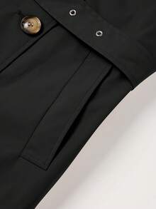 Women's Mid-Length Commuter Windbreaker With Pockets And Belt - An Ideal Choice For Spring And Autumn - Black - View 10