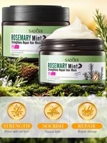 Mặt nạ tóc hương thảo bạc hà 250g, giúp tóc chắc khỏe và nuôi dưỡng, giảm khô và chẻ ngọn, dưỡng ẩm và chăm sóc tóc - màu xanh lá - Xem 2