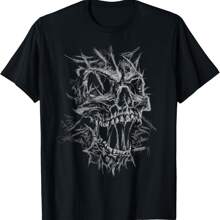 Skull Face Scribble Black Art Head For Lover Skeleton Sketch T-Shirt - Black - View 1