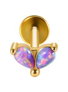 1PC Stainless Steel Opal Flower Ear Tragus Cartilage Piercing Five Prong Opal Cz Crown Labret Ring Lobe Earrings Helix Piercing