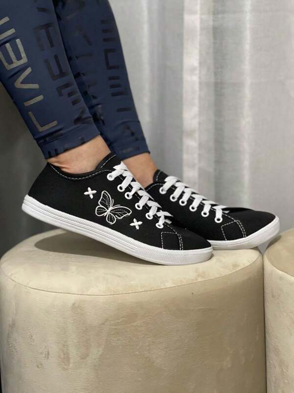 Tênis Feminino Casual Moderno Liso Borboleta Confortável