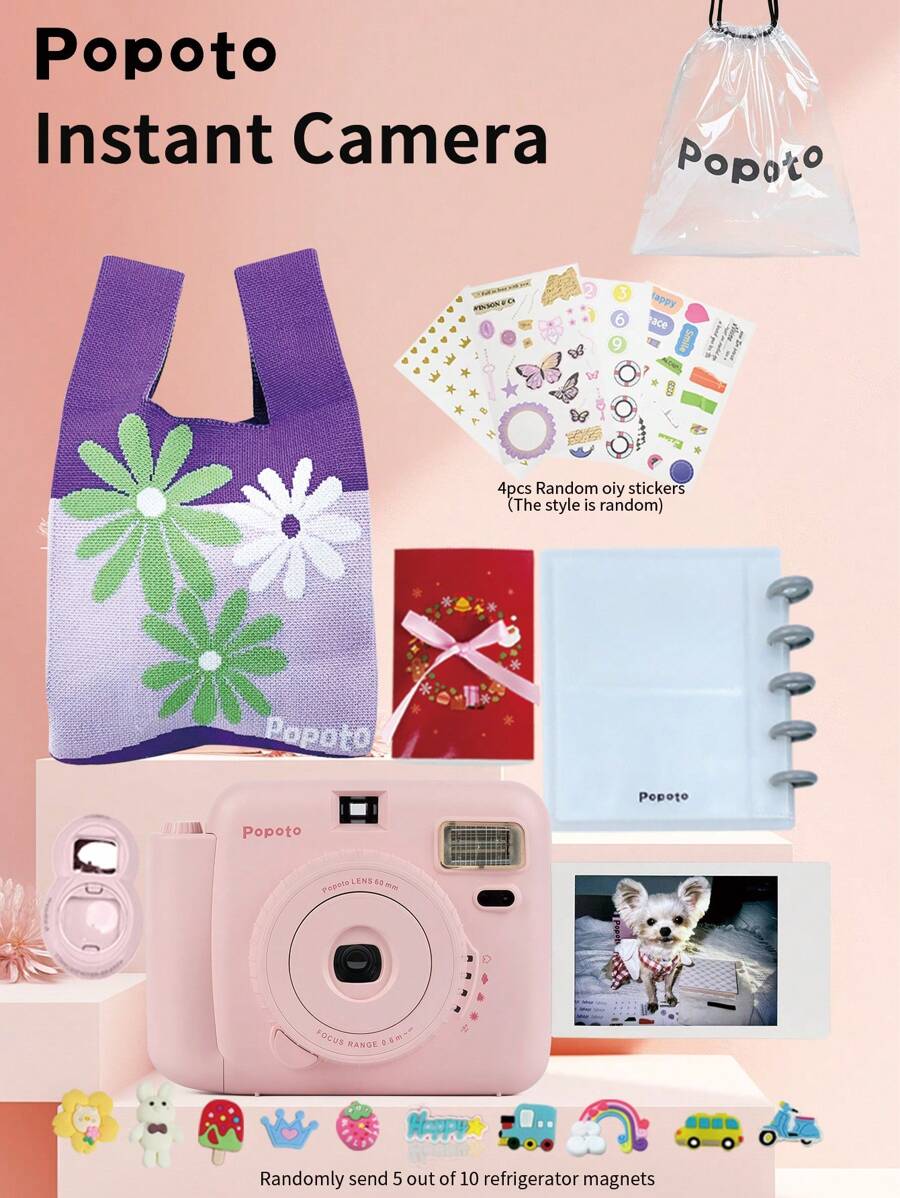 Popoto即拍照機套組 19合1相機 附相機迷你雙胞胎胶片 適合旅行禮物/生日/女友/戶外/派對/婚禮（不含電池和相片）