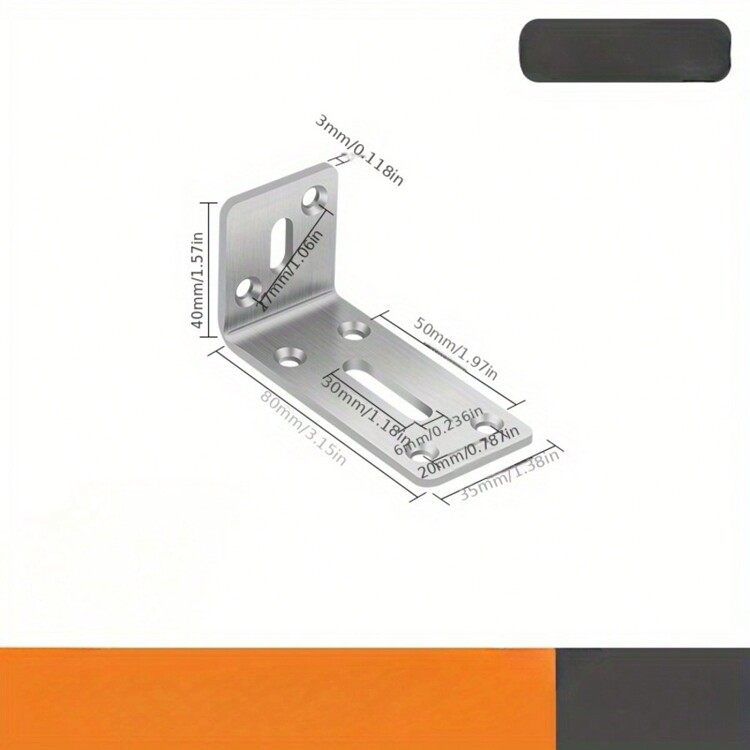 2 件 90 度不锈钢角支架带螺丝 - 非常适合家具、门、橱柜和屏风 - 彩色 - 查看 8