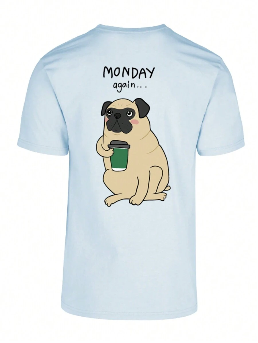 CAMISETA / PLAYERA PUG MONDAY AGAIN , LUNES DE NUEVO VARIAS TALLAS Y COLORES - Azul - Ver 1
