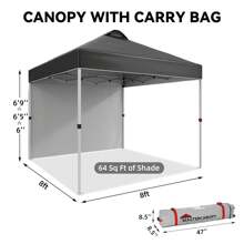 Canopy Tent 10x10, Pop-Up Canopy Tent With 1 Sidewall, Outdoor Shade With Carry Bag, Easy Up Sun Shelter, Portable Instant Camping Beach Canopy Tents - Black - View 9