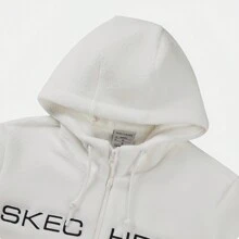 Skechers 保暖加絨羊羔絨白色針織女子運動連帽外套 - 乳白色 - 查看 3