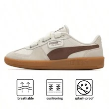 Puma Palermo 宽系带帆布低帮运动鞋，男女款轻便休闲旅行鞋，402109-03 - 米白色-棕色 - 查看 1