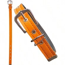 Synthetic Leather Dog Collar For Large And Small Dogs - Orange - View 2
